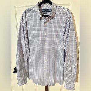 Ralph Lauren Polo~Size XXL~Men's Purple Checkered Button Down Shirt